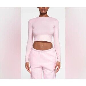 SKIMS New Vintage Crop Long Sleeve in Cherry Blossom 2X